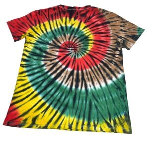 Mens XL Tie Dye T Shirt Rasta Colors Swirl Pattern Short Sleeve, cotton shirt